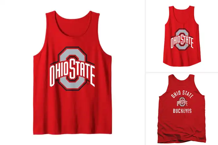 Detailed view of Best Buckeyes Red Tank Tops: Bold Style for True Fans