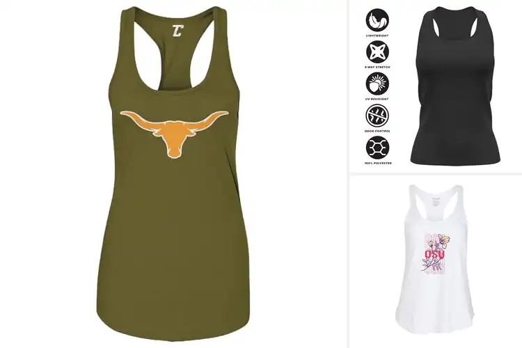 Detailed view of Best College Sports Women’s Tank Tops