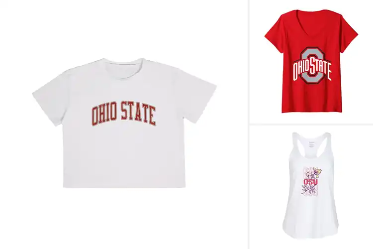 Detailed view of Best Licensed Ohio State Fan Tops